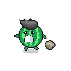 illustration of the watermelon running in fear