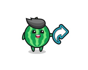 cute watermelon hold social media share symbol