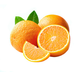 Sweet oranges fruits with leaves