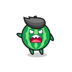 cute watermelon cartoon in a very angry pose