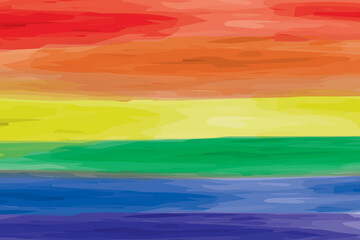 Striped multicolored backdrop, LGBT flag, symbol of freedom of sexual choice.Simple background, decoration for pride month. Imitation of watercolor strokes. Vector illustration.