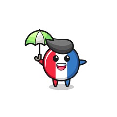 cute france flag badge illustration holding an umbrella