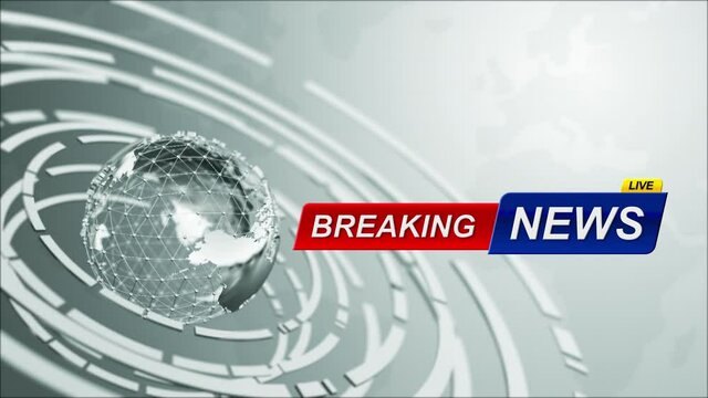 Breaking News Template intro for TV broadcast news show program with 3D breaking news text and badge, against global spinning earth cyber and futuristic style
