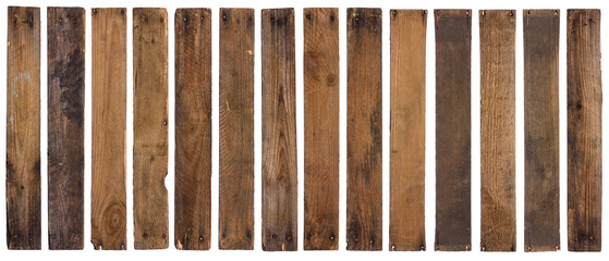 Vintage old wooden planks isolated on white background.