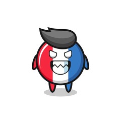 evil expression of the france flag badge cute mascot character