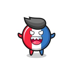 illustration of evil france flag badge mascot character