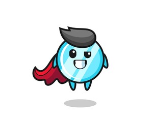 the cute mirror character as a flying superhero
