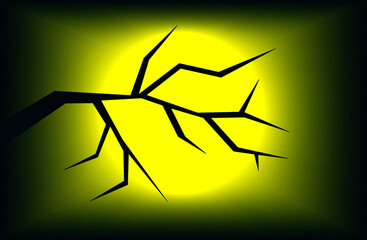 Silhouette of tree branches against solar eclipse in background.