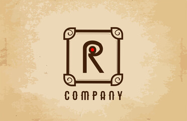 vintage R alphabet letter logo icon for business and company. Creative design for corporate