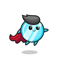 cute mirror superhero character is flying