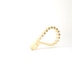 Fototapeta na wymiar Gold Rosary beads religion icon isolated on white background. 3d illustration 3D render
