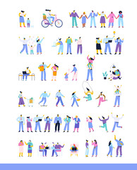 Collection of cartoon vector men and women isolated on white background.