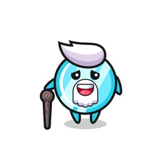 cute mirror grandpa is holding a stick