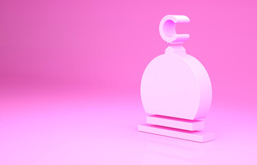 Pink Muslim Mosque icon isolated on pink background. Minimalism concept. 3d illustration 3D render