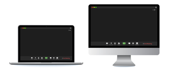 Video conference user interface, great design for any purposes. Online business webinar chat. Digital user interface. Video call screen template. Computer screen. Incoming call. Laptop screen.