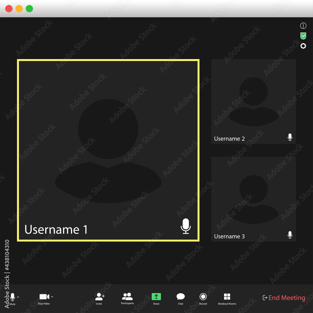 Poster video conferencing user interface. video call screen interface template. application for social comm
