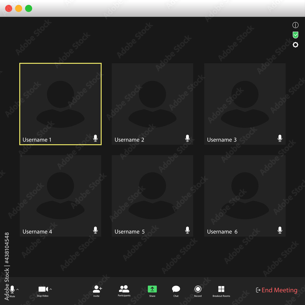 Poster video conferencing user interface. video call screen interface template. application for social comm