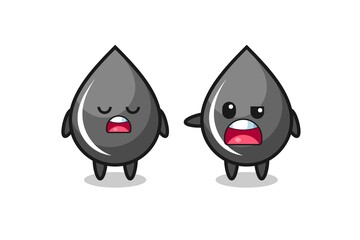 illustration of the argue between two cute oil drop characters