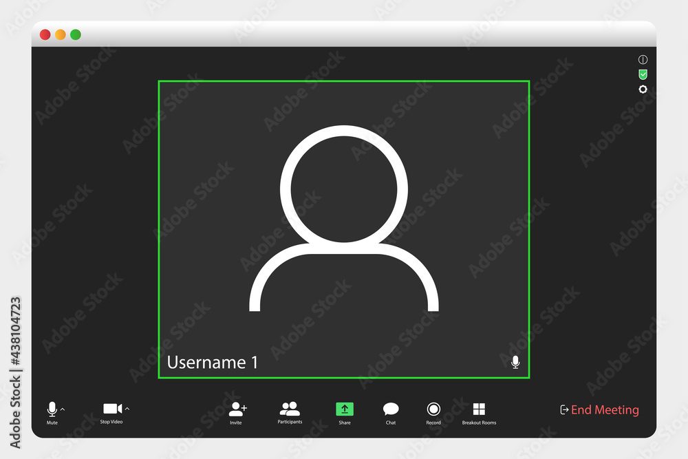 Poster video conferencing user interface. video call screen interface template. application for social comm
