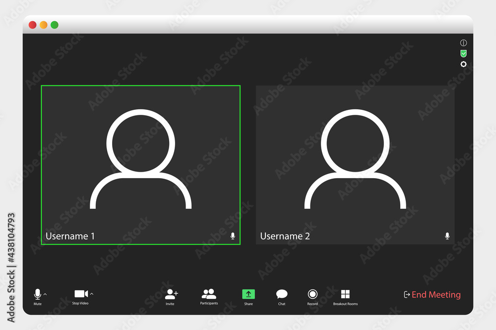 Poster video conferencing user interface. video call screen interface template. application for social comm
