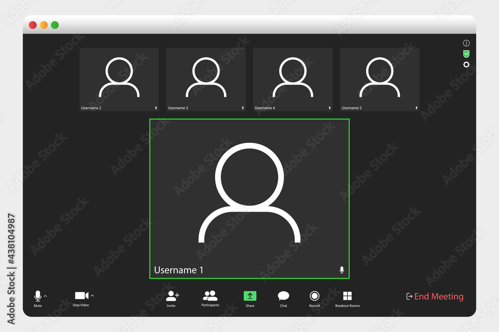 Poster video conferencing user interface. video call screen interface template. application for social comm