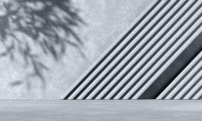 Minimal abstract bw background with 3D concrete podium display with shadows