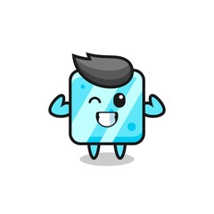 the muscular ice cube character is posing showing his muscles