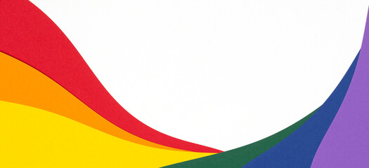 Lgbt colors flag paper layout on white background. Pride community. Rainbow colors