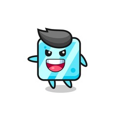 ice cube cartoon with very excited pose