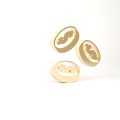 Gold Coin money with dollar symbol icon isolated on white background. Banking currency sign. Cash symbol. 3d illustration 3D render