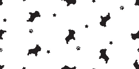 dog seamless pattern french bulldog vector paw footprint star cartoon repeat wallpaper tile background scarf isolated illustration doodle silhouette design