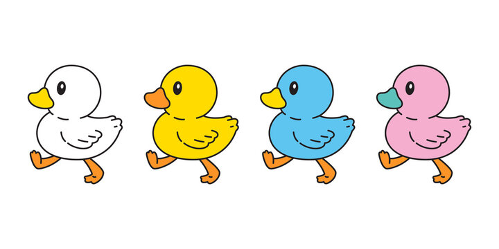 duck vector icon rubber duck logo walking bathroom shower bird chicken cartoon character symbol doodle illustration design