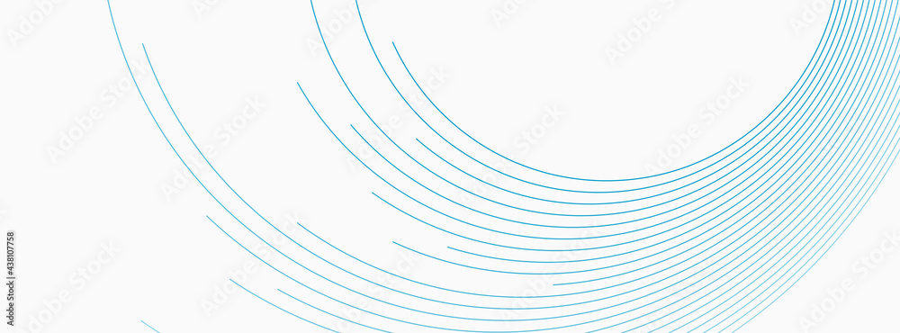 Poster blue white minimal round lines abstract futuristic tech background. vector digital art banner design