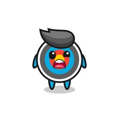 the shocked face of the cute target archery mascot
