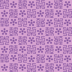 Japanese Circle Flower Motif Vector Seamless Pattern