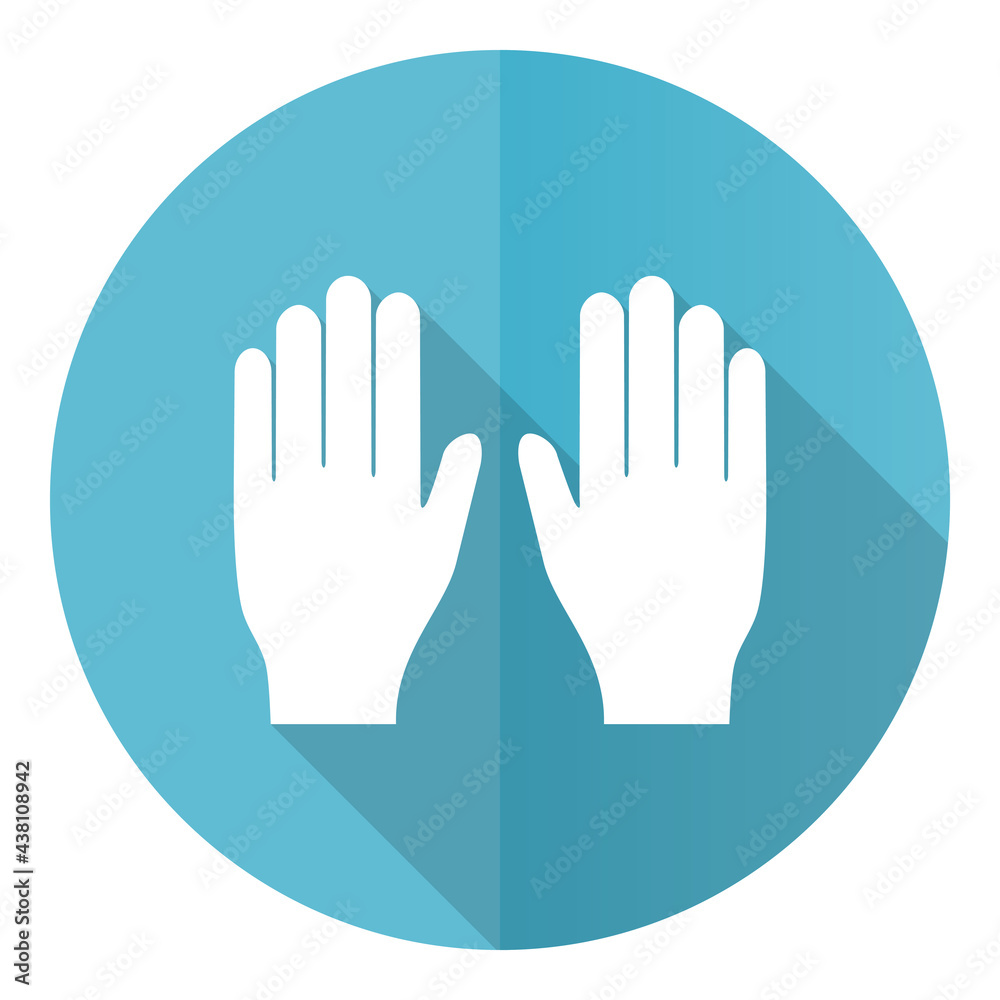 Poster gloves vector icon, flat design hands symbol, round web button
