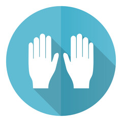 Gloves vector icon, flat design hands symbol, round web button