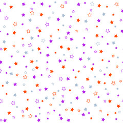 Fototapeta na wymiar Seamless vector pattern with colored stars on white background. Night sky background .