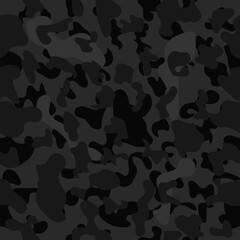 Camouflage pattern background vector. Military camouflage texture seamless pattern. Black. Vector illustration.