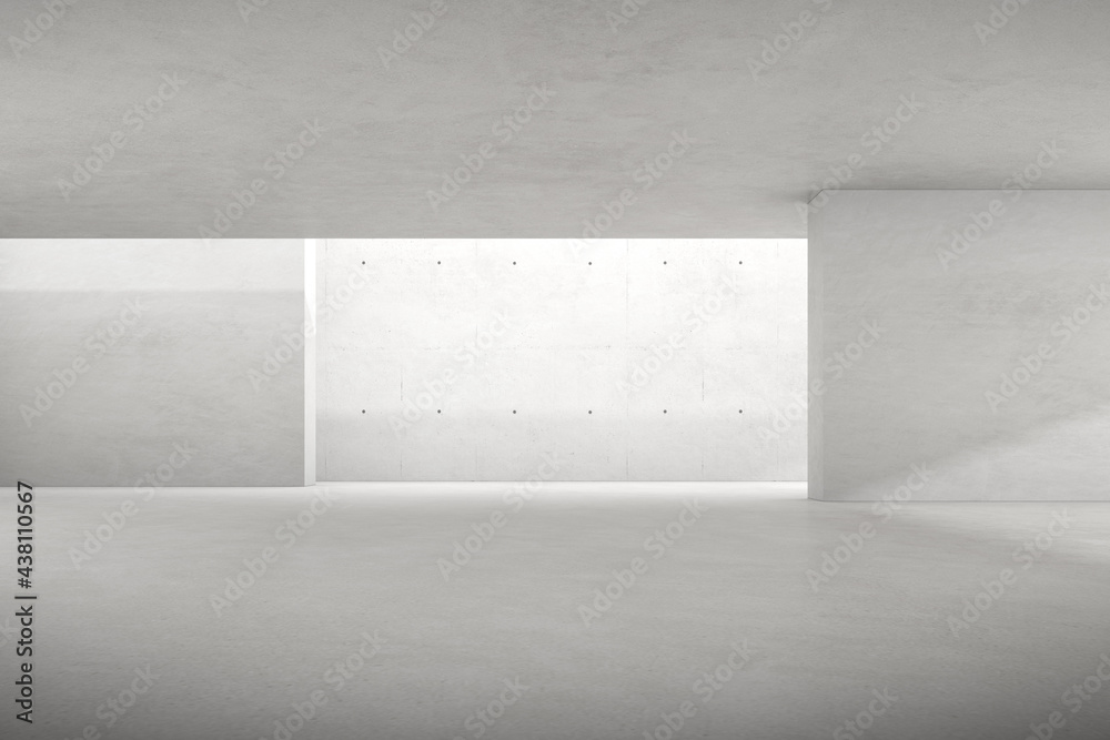 Leinwandbilder abstract 3d rendering of empty concrete room with light and shadow on the wall.