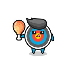 target archery cute mascot is eating a fried chicken