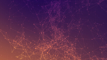 Abstract futuristic connecting dots and line with polygonal