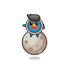 illustration of target archery cartoon sitting on the moon