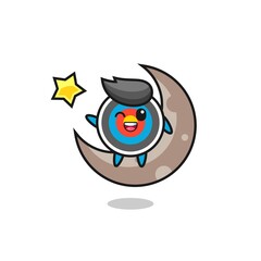 illustration of target archery cartoon sitting on the half moon