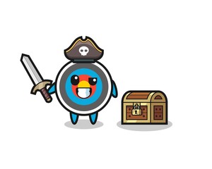 the target archery pirate character holding sword beside a treasure box