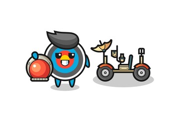 the cute target archery as astronaut with a lunar rover