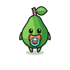 baby avocado cartoon character with pacifier