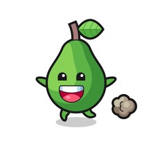 the happy avocado cartoon with running pose