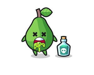 illustration of an avocado character vomiting due to poisoning