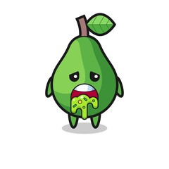 the cute avocado character with puke